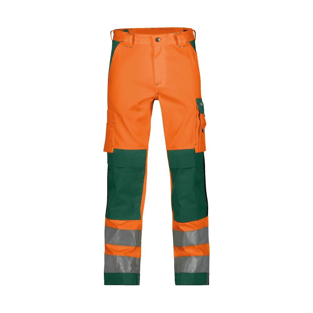 Dassy Buffalo Hogezichtbaarheidsbroek Met Kniezakken 245 G/M² Fluo-Oranje Flessengroen