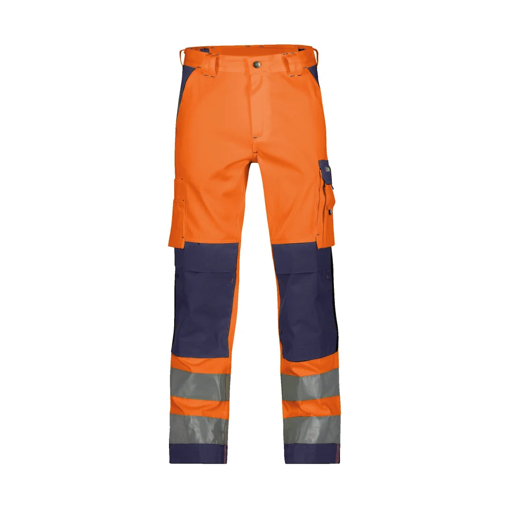 Dassy Buffalo Hogezichtbaarheidsbroek Met Kniezakken 245 G/M² Fluo-Oranje Marineblauw