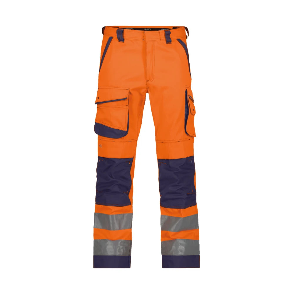 Dassy Chicago Hogezichtbaarheidsbroek Met Kniezakken 290 G/M² Fluo-Oranje Marineblauw