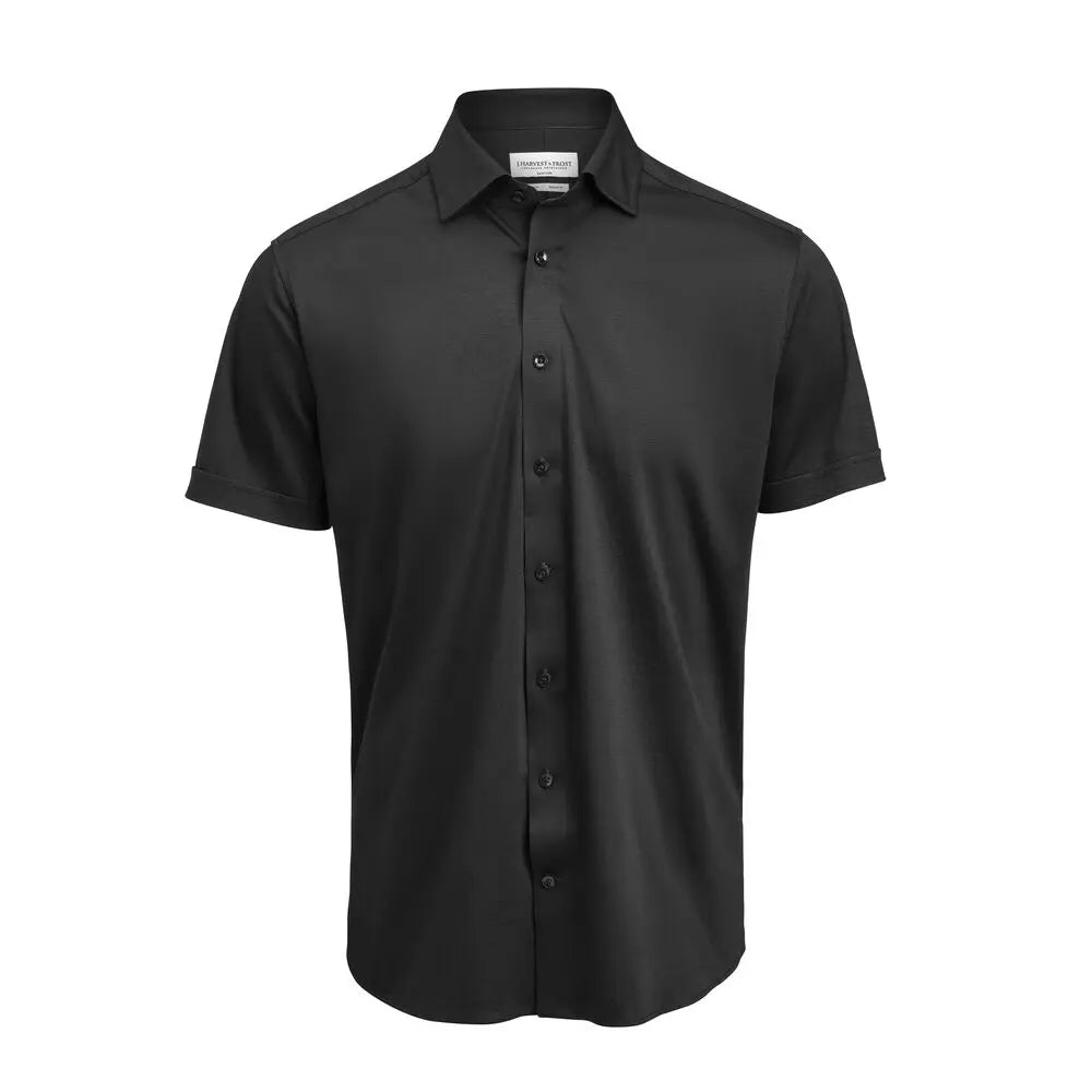 J.Harvest & Frost Indigo Bow 132 S/S Hemd Regular Fit Heren Zwart