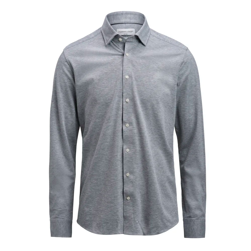 J.Harvest & Frost Indigo Bow 135 Hemd Regular Fit Heren Grijs Mêlée
