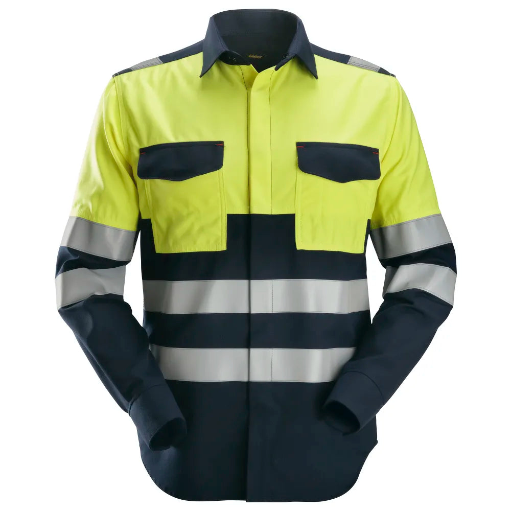 Snickers 8563 Lasshirt Met Lange Mouwen High-Vis Klasse 1 9566 Navy High Visibility Yellow