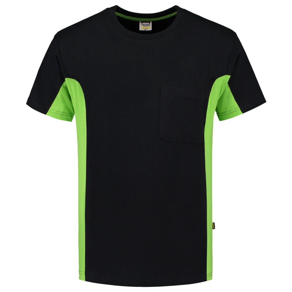 Tricorp 102002 T-Shirt Bicolor Borstzak Black Lime
