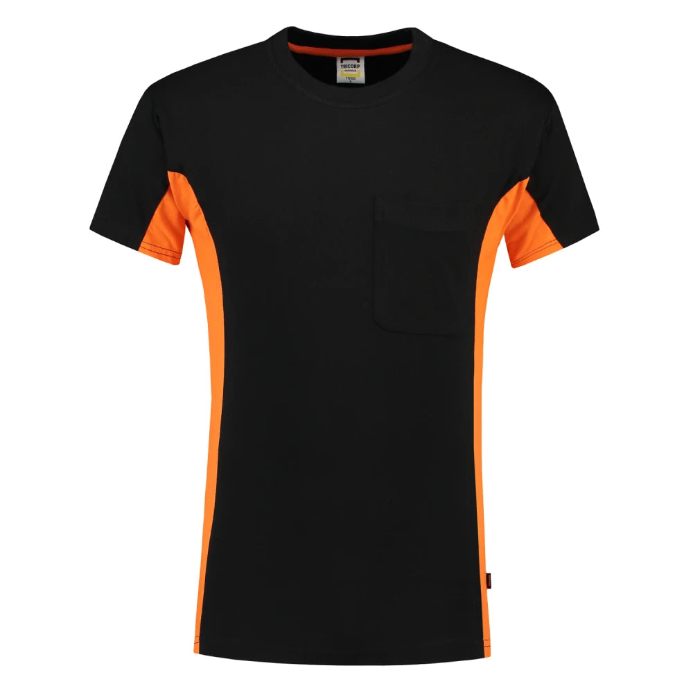 Tricorp 102002 T-Shirt Bicolor Borstzak Black Orange