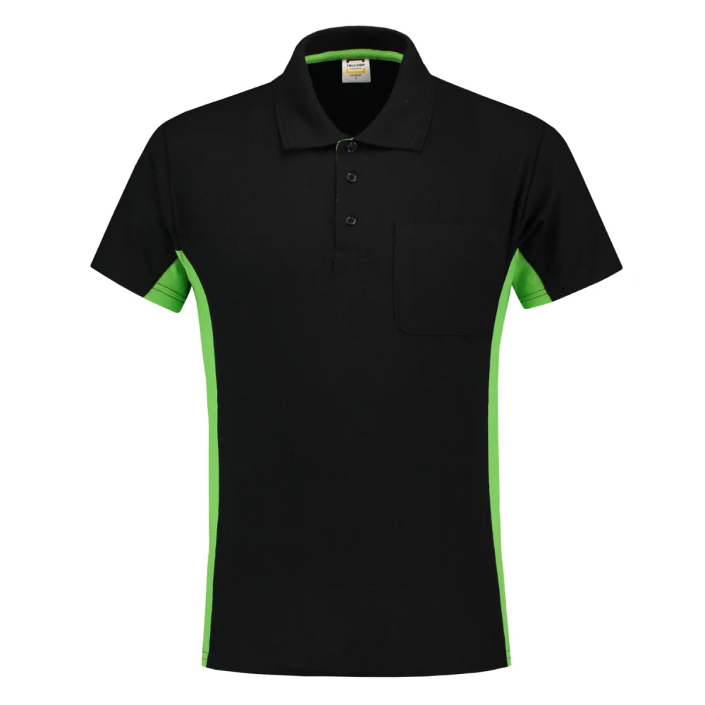 Tricorp 202002 Poloshirt Bicolor Borstzak Black Lime