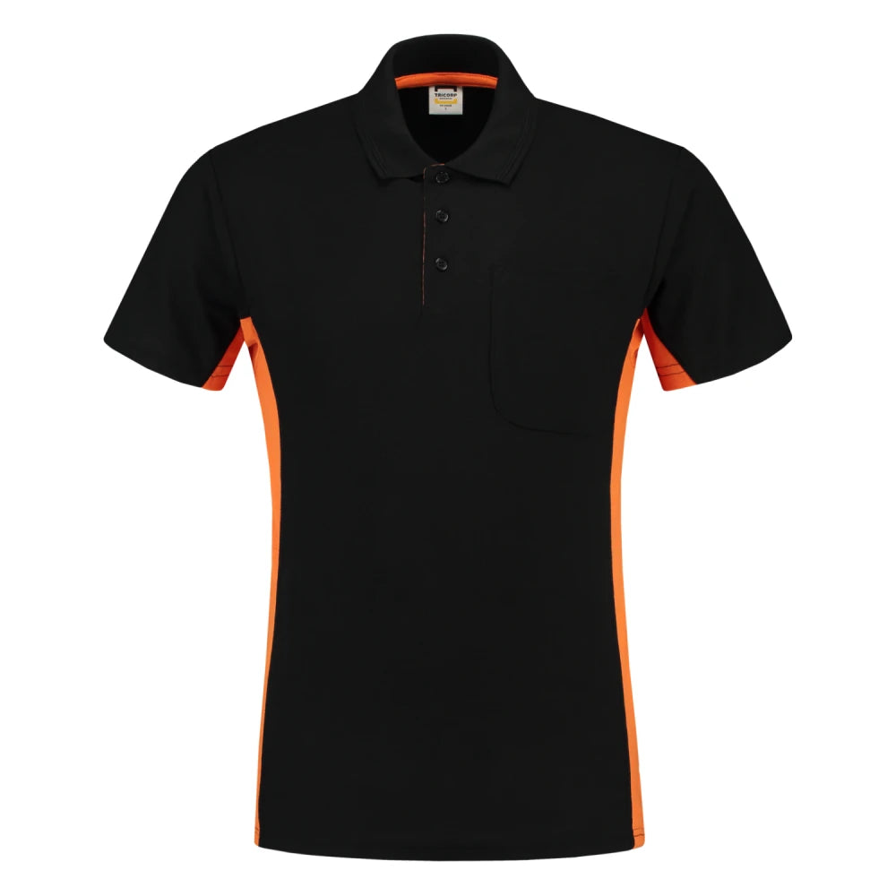 Tricorp 202002 Poloshirt Bicolor Borstzak Black Orange