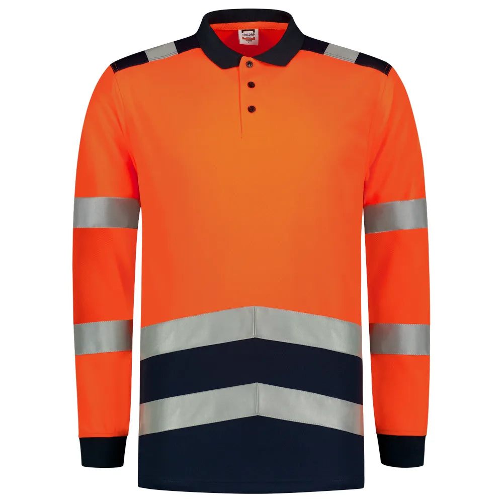 Tricorp 203008 Poloshirt High Vis Bicolor Lange Mouw Fluor Orange Ink