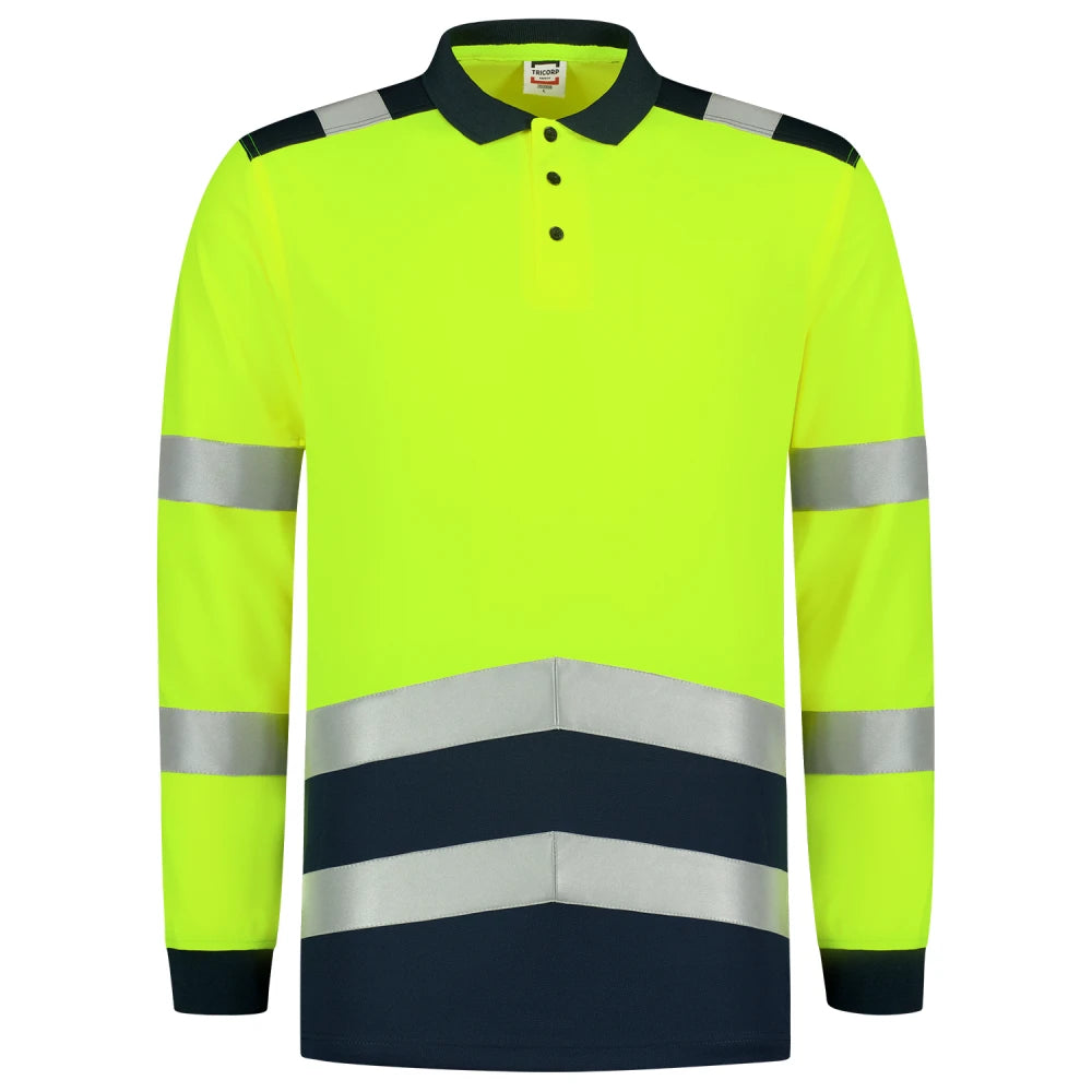 Tricorp 203008 Poloshirt High Vis Bicolor Lange Mouw Fluor Yellow Ink